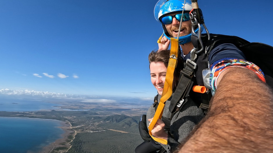 Experience the thrill skydiving from up to 15,000ft, Stunning views of the Whitsunday islands, coastline and beaches