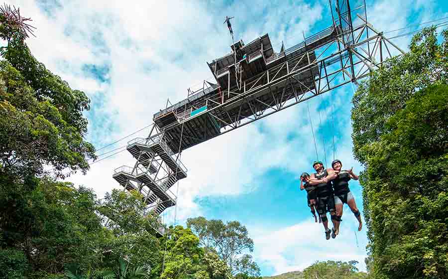 Dare to swoop through the rainforest? Take extreme to a whole new level with Skypark by AJ Hackett's Giant Jungle Swing
