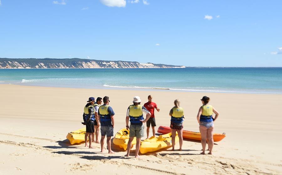 Join Epic Ocean Adventures and take a 4WD beach drive to Double Island Point for an unforgettable Dolphin View Kayak Tour! Our guides will meet you in Rainbow Beach and take you to explore the calm side the bay to spot Dolphins, Turtles, Whales, Rays and more.