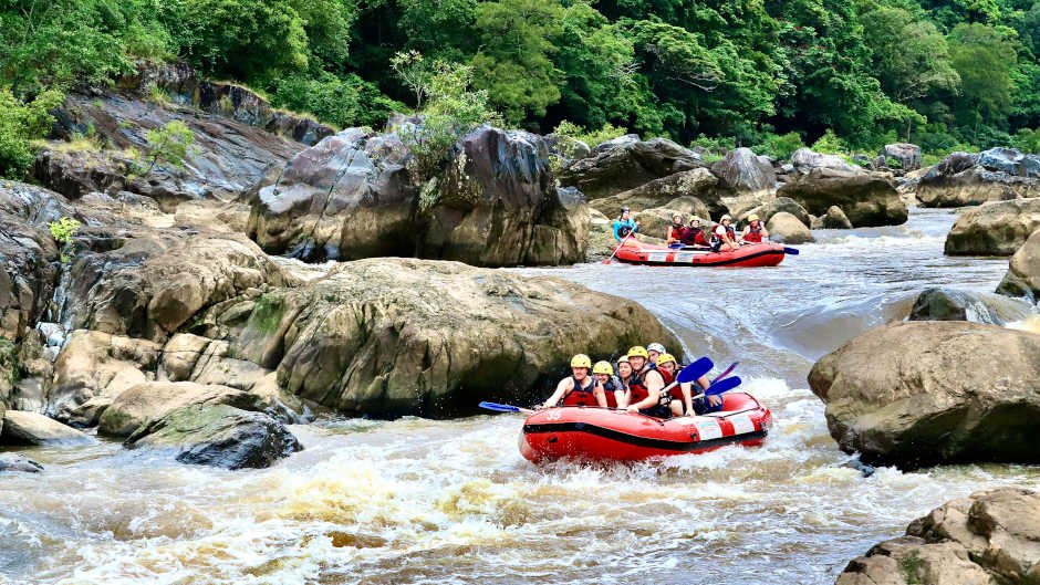 Get onboard with Foaming Fury for an exciting half day white water rafting experience on the Barron River!