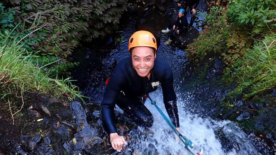 Tackle the freshwater canyon stream hidden on Raglan farmland - a true canyoning experience perfect for any season!