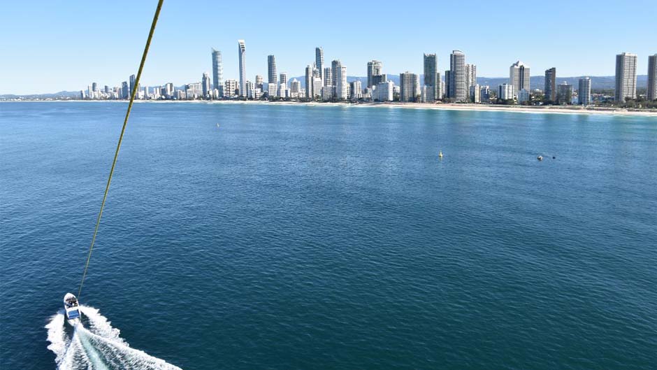 Experience the adrenaline rush together as you soar 400ft above the broad water, enjoying panoramic views of Surfers Paradise and the Gold Coast hinterland with The Gold Coast's HIGHEST parasail