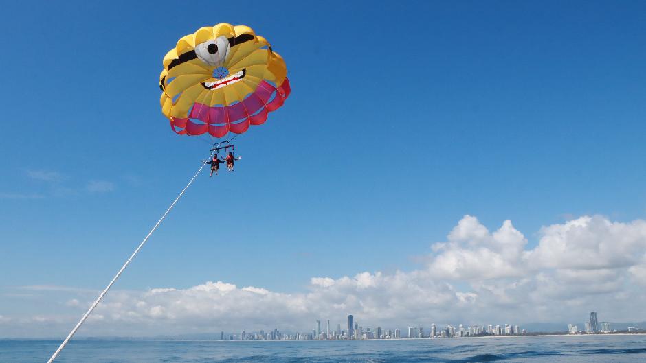 Experience the adrenaline rush together as you soar 400ft above the broad water, enjoying panoramic views of Surfers Paradise and the Gold Coast hinterland with The Gold Coast's HIGHEST parasail