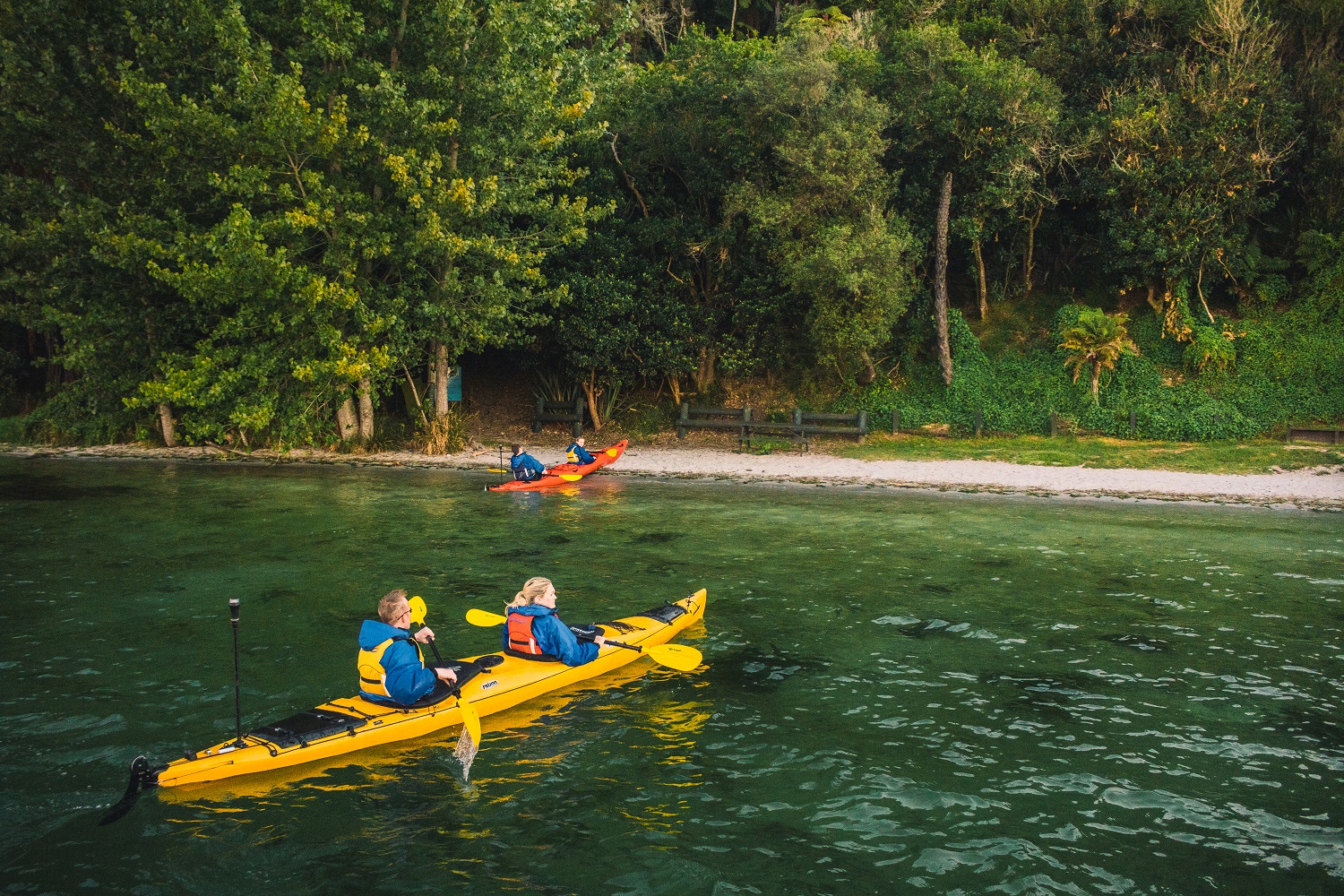 Experience kayaking across the beautiful Lake Rotoiti lit up by the stars and moon to the glow worm cave and hot pools.