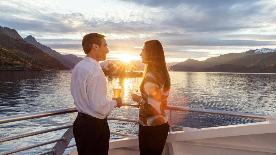 Enjoy a 3 Course Dinner & 2 hour Lake Cruise on Queenstown's Lake Whakatipu - experience the beauty of Queenstown from the lake and enjoy a showcase of Southern New Zealand’s culinary delights.