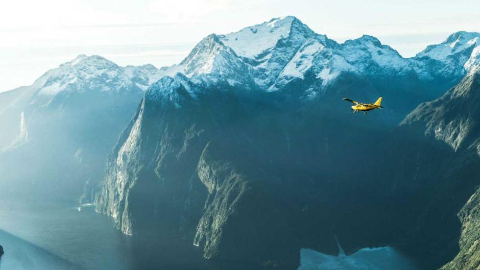 Experience the 8th wonder of the world - Milford Sound - from above on our scenic flight from Wanaka.