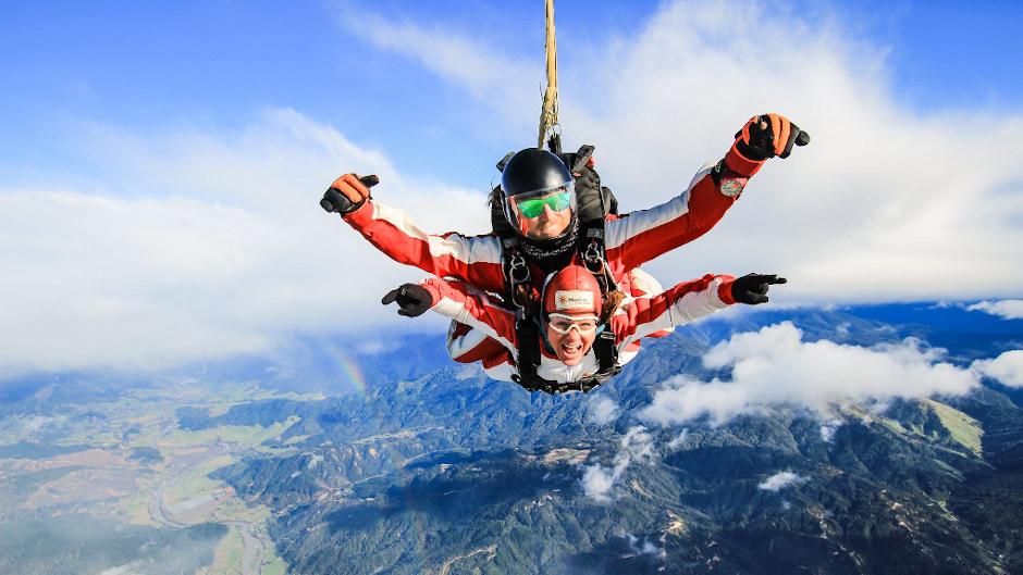 Enjoy a panoramic flight with stunning views as you climb to 20,000ft over snow-capped mountains, golden beaches and turquoise oceans then... JUMP!