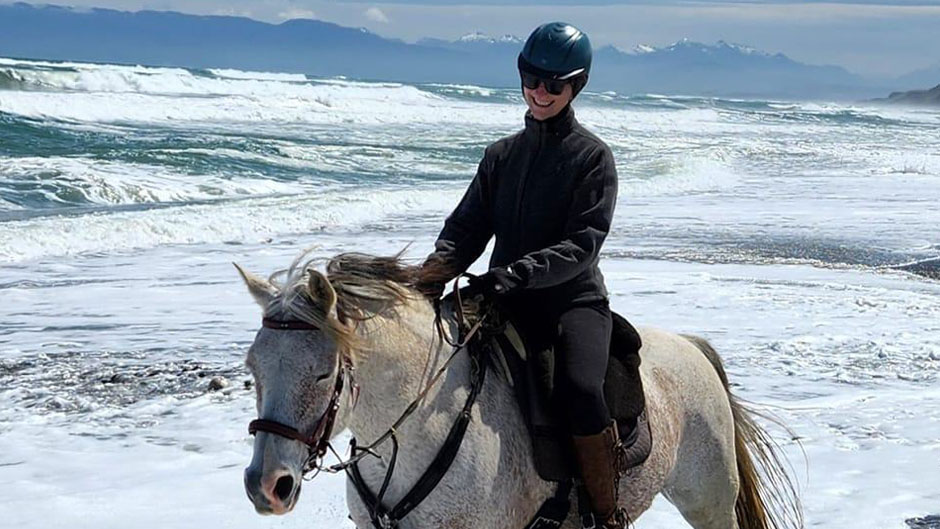 riding on the beach