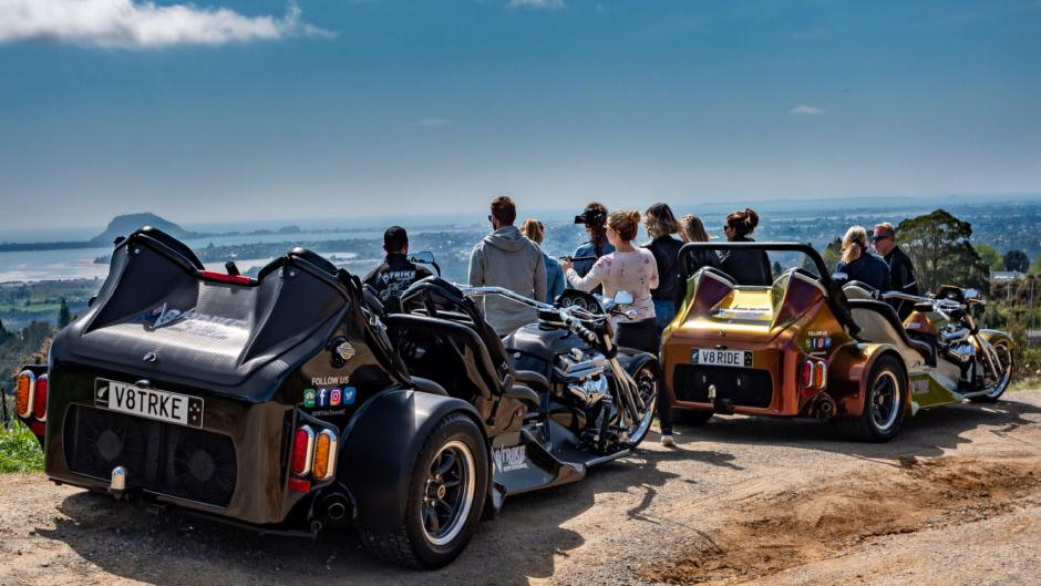 Ride like the wind and feel pure V8 power as you discover Mount Maunganui on the back of an epic V8 Chevrolet Trike...