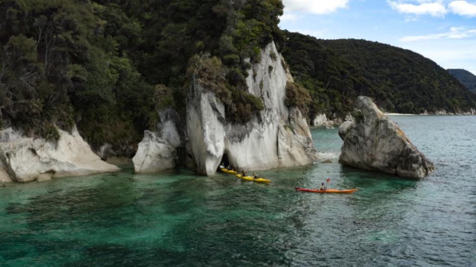 Experience the stunning scenery of Abel Tasman on a 3 hour guided kayak tour followed by a self-guided nature walk.