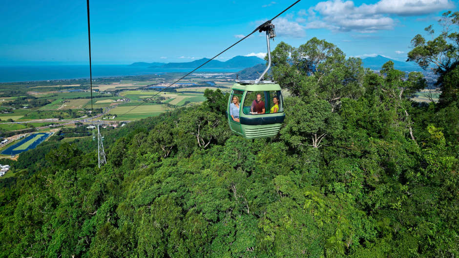 Take a day out from Cairns by taking the Skyrail Rainforest Cableway over the Rainforest Canopy, spending time in Kuranda Village. Then later boarding the Kuranda Train, the Kuranda Scenic Railway, for the journey home