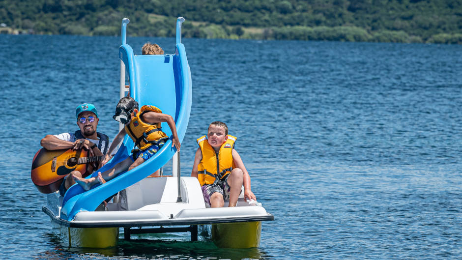 Enjoy Lake Taupō on an awesome pedal boat, pedalling across the stunning water!  