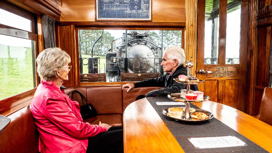 This is the way to travel! Enjoy the complimentary High Tea refreshments and take in the sights and sounds of our restored New Zealand Railways Steam Locomotive as you chuff through the countryside...