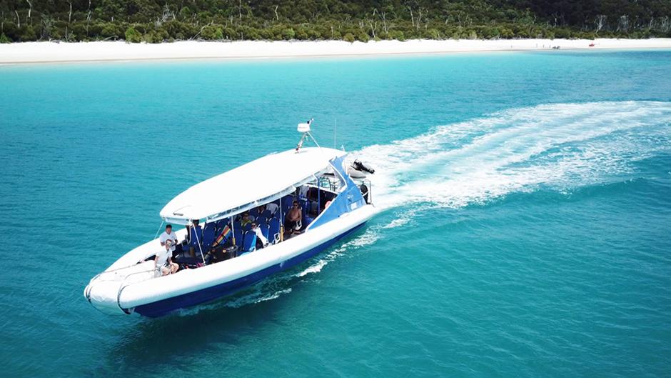 Exploring the amazing Whitehaven Beach and stunning Hill Inlet on this Island Safari day tour with Aqua5. Visit the best snorkel locations on Aqua5's small group fast boat from Airlie Beach.