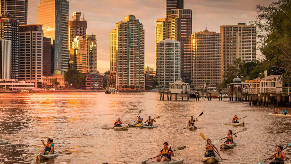 Discover Brisbane in a new light as you paddle down the river during twilight.