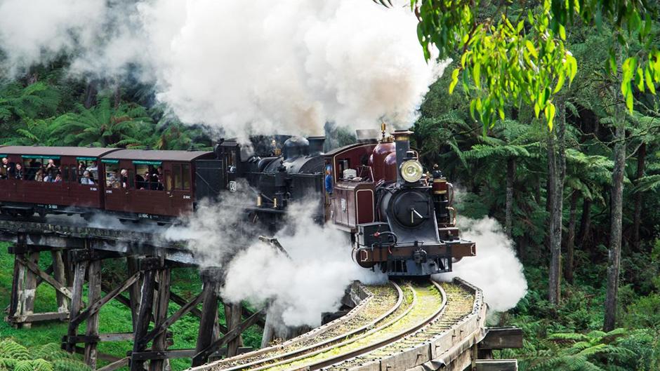 Hop aboard the Puffing Billy steam train and explore the Healesville Sanctuary on this coastal full day tour! 
