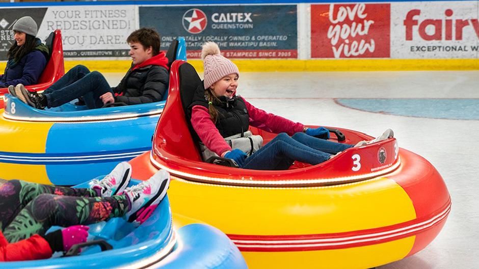 Take one of the ice bumper cars for a ride, sliding and smashing on the ice! 