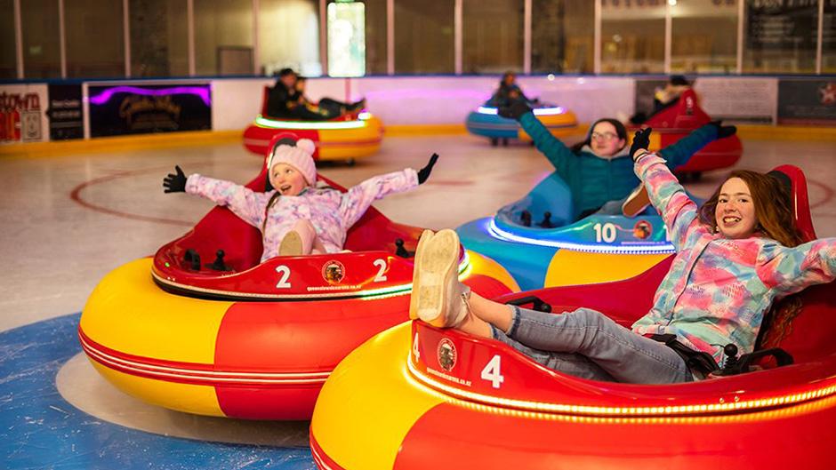 Take one of the ice bumper cars for a ride, sliding and smashing on the ice! 
