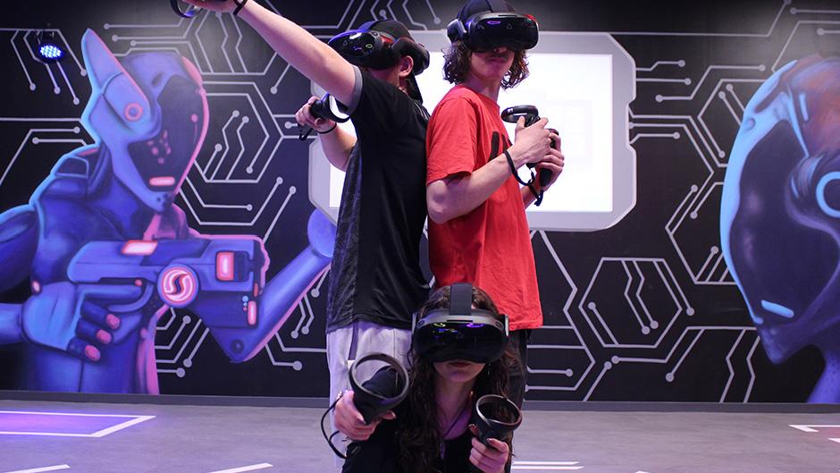 Enjoy a thrilling game of virtual reality lasertag, perfect with friends and family! 
