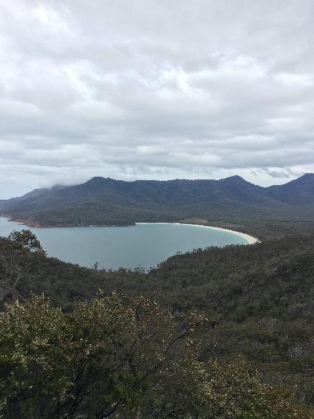 View from a beach at the National Park and from Wineglass Bay
