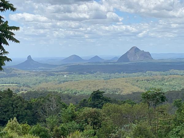 Glasshouse Mountains with Geoff