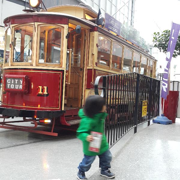 My little boy excited to see the Tram