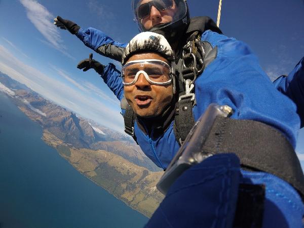 Skydiving in Southern Alps Glenorchy Queenstown, New Zealand.