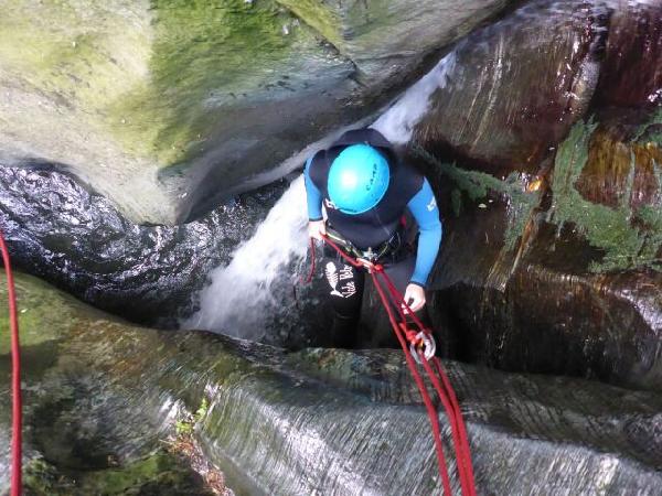 Abseiling in a waterfall 
